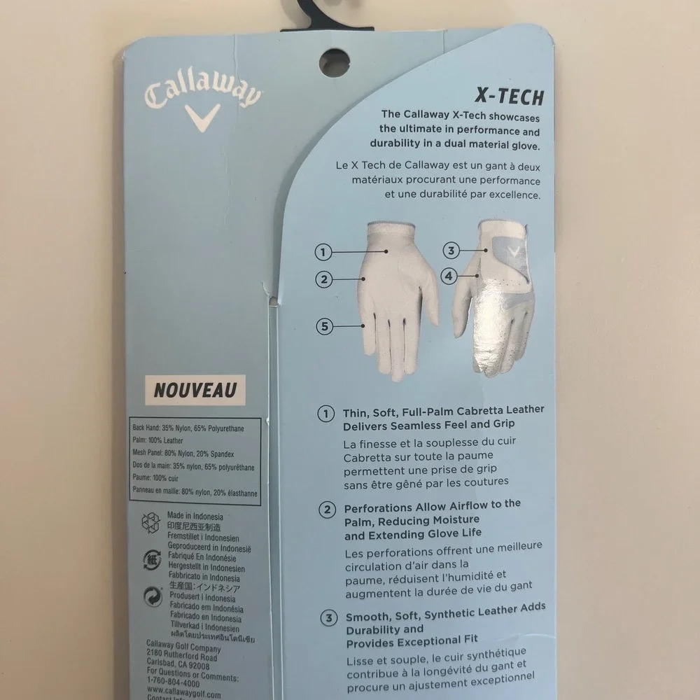 Callaway X Tech Women's Left Golf Glove Size S New Performance Series‎